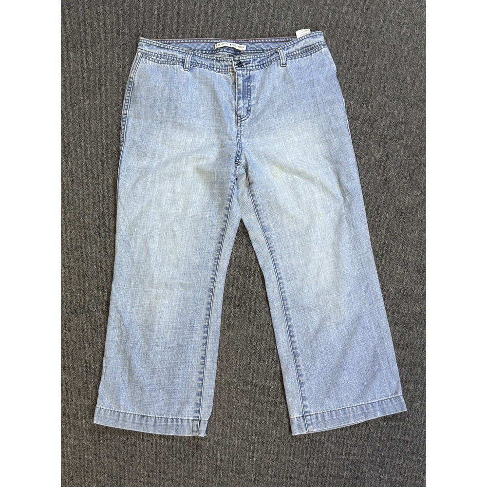 Tommy Hilfiger VTG Y2K Wide Leg Nautical Sailor Culotte Cropped Jeans Women's 10